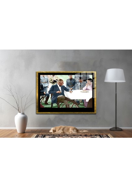 Yapay Zeka İle Yenilenmiş Atatürk Fotoğrafları Siyah Beyaz Cam Tablo, 3d Dekoratif Baskı 432