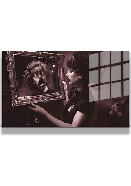 Creative Fashion 3d Dekoratif Baskı Yatay Cam Tablo 01