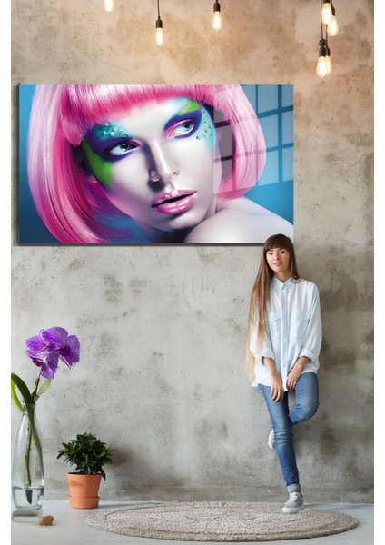 Creative Fashion 3d Dekoratif Baskı Yatay Cam Tablo 01