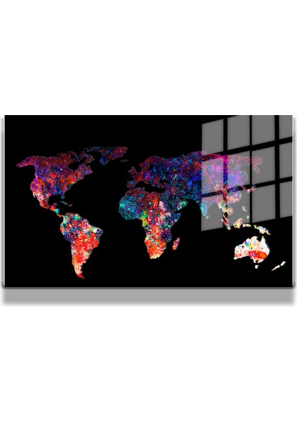 Harita/Maps 3d Dekoratif Baskı Cam Tablo 162
