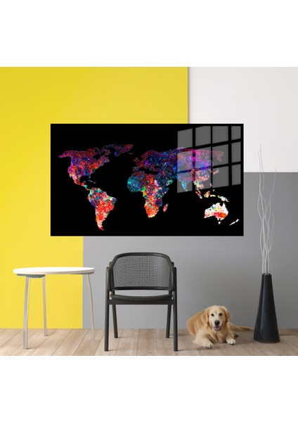 Harita/Maps 3d Dekoratif Baskı Cam Tablo 162