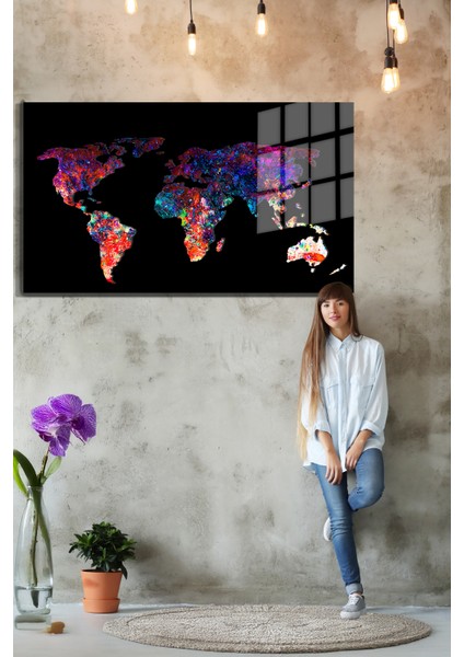 Harita/Maps 3d Dekoratif Baskı Cam Tablo 162
