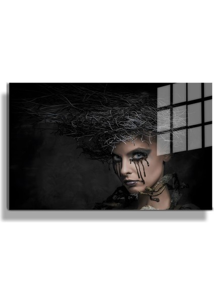 Creative Fashion 3D Dekoratif Baskı Yatay Cam Tablo 01