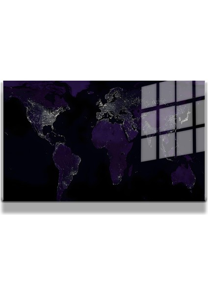 Harita/maps 3D Dekoratif Baskı Cam Tablo 26