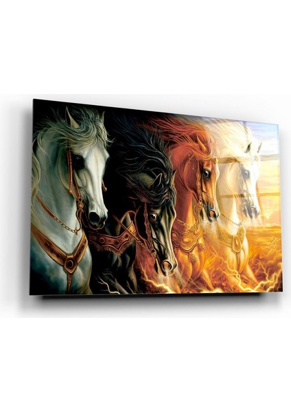 Koşan Atlar Cam Tablo | Hediyelik, Dekoratif, Ofis, Mutfak