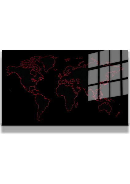 Harita/maps 3D Dekoratif Baskı Cam Tablo 06