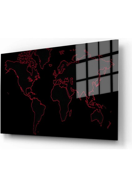 Harita/maps 3D Dekoratif Baskı Cam Tablo 06
