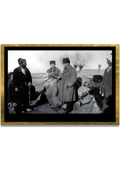 Yapay Zeka ile Yenilenmiş Atatürk Fotoğrafları Siyah Beyaz Cam Tablo, 3D Dekoratif Baskı 705