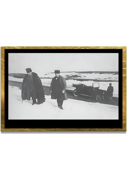 Yapay Zeka ile Yenilenmiş Atatürk Fotoğrafları Siyah Beyaz Cam Tablo, 3D Dekoratif Baskı 663