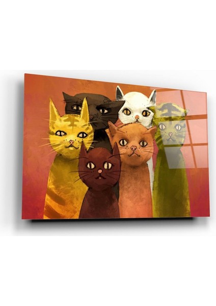 Kediler Cam Tablo | Hediyelik, Dekoratif, Ofis, Mutfak