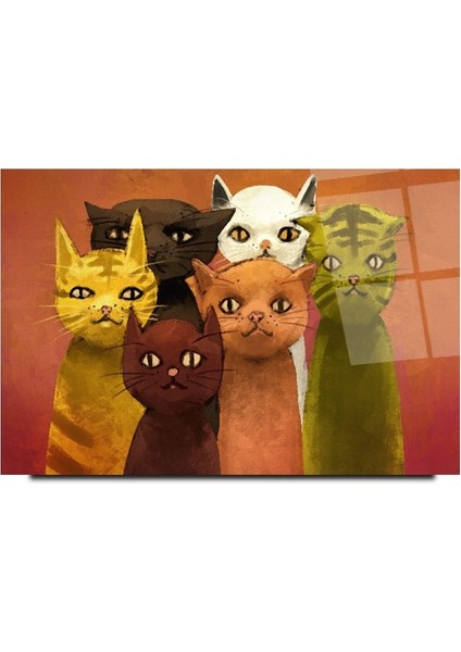 Kediler Cam Tablo | Hediyelik, Dekoratif, Ofis, Mutfak modelleri
