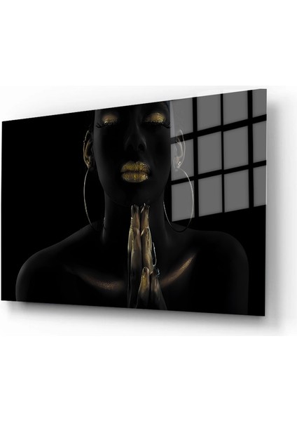 Creative Fashion 3D Dekoratif Baskı Yatay Cam Tablo 01