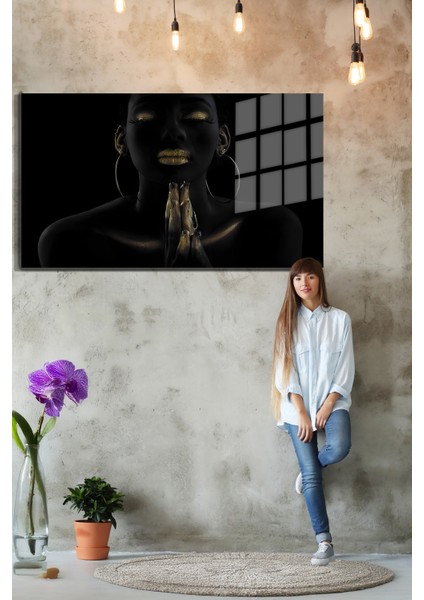 Creative Fashion 3D Dekoratif Baskı Yatay Cam Tablo 01