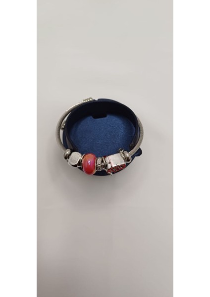 316 L Paslanmaz Çelik Kalpli -Yıldız -Gökkuşağı Çarmlı P/andora Bileklik