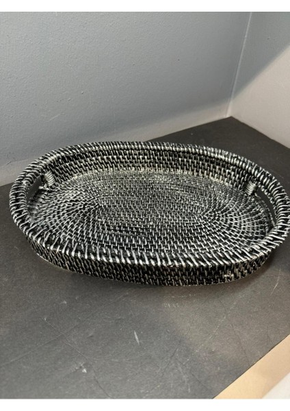 Gümüş Renk Polyester Hasır Dekoratif Tepsi 26x32 cm modelleri