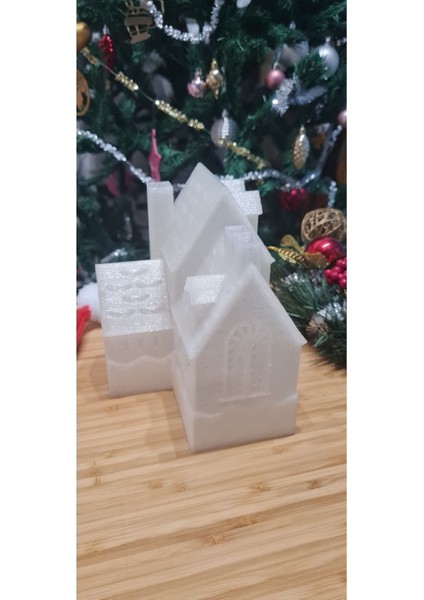 Tekno Trust LED Mum Işıklı Yılbaşı Köşk Evi Dekoratif Biblo 12X13X15 cm