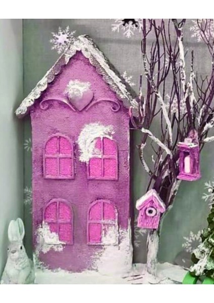 3 Boyutlu 17CM Kalpli Ev Silikon Kalıp K-849 Alçı Kokulu Taş Polyester Reçine