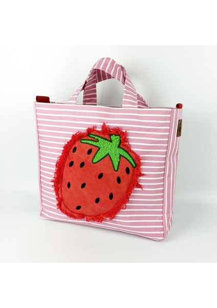 Woody Cord Çilekli Tasarım Büyük Boy Kanvas Tote Çanta fırsatları