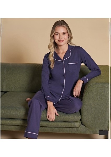 Kadın Poleren Mor Pijama Takım 1434