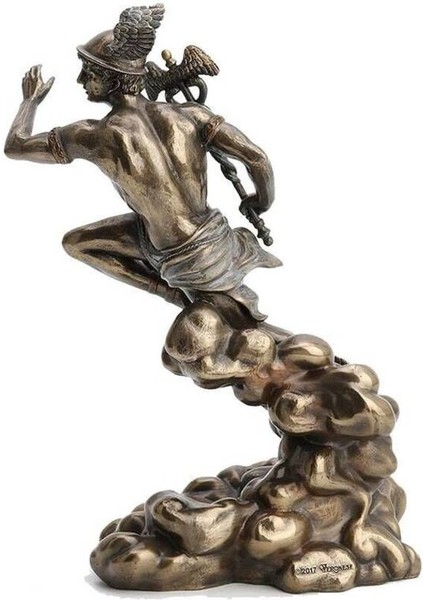 Yunan Mitolojisi Hermes Figürü, Bronz El Boyama, Dekoratif Heykel 16x9x22 cm