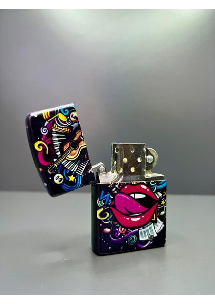 Zippo Model Lazer Baskı Benzinli Metal Çakmak