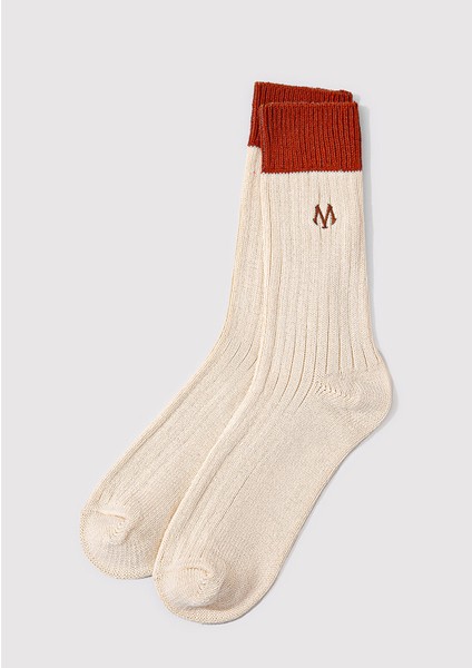 M Logo Baskılı Bej Bot Çorabı 0911640-81964