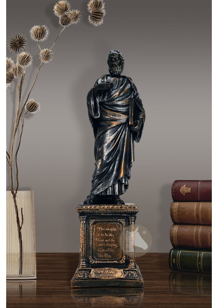 Şık Metalik Sokrates Heykel Biblo 36x10cm, polyester, modern dekorasyon aksesuarı fiyatları