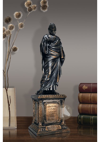 Şık Metalik Sokrates Heykel Biblo 36x10cm, polyester, modern dekorasyon aksesuarı modelleri