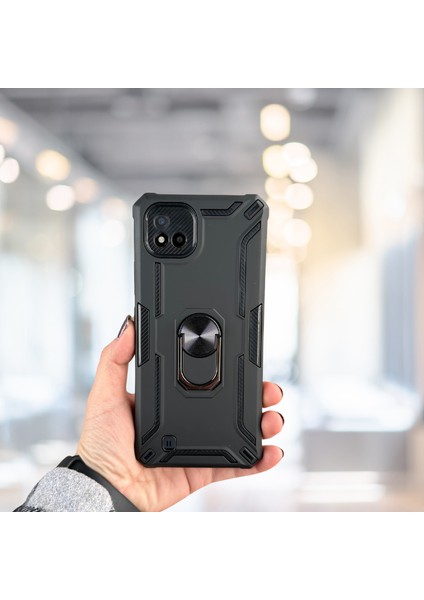 Realme C11 2021 Yüzüklü Standlı Tank Kılıf