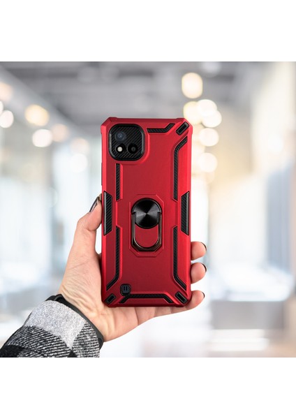 Realme C11 2021 Yüzüklü Standlı Tank Kılıf