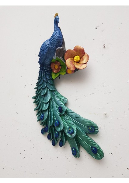 Çok Renkli Tavus Kuşu Duvar Dekoru, Ev ve Ofis İçin Şık Süş, 45x30 cm