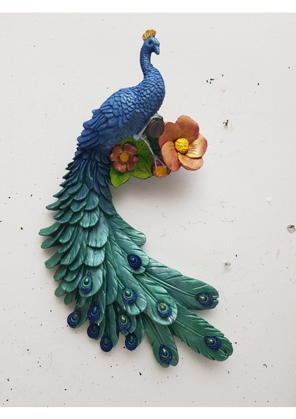 Çok Renkli Tavus Kuşu Duvar Dekoru, Ev ve Ofis İçin Şık Süş, 45x30 cm