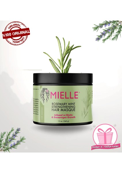 Biberiye ve Nane Saç Maskesi Biyotin ile Güçlendirici Yoğn Bakım Rosemary Mint Strengthening Masque