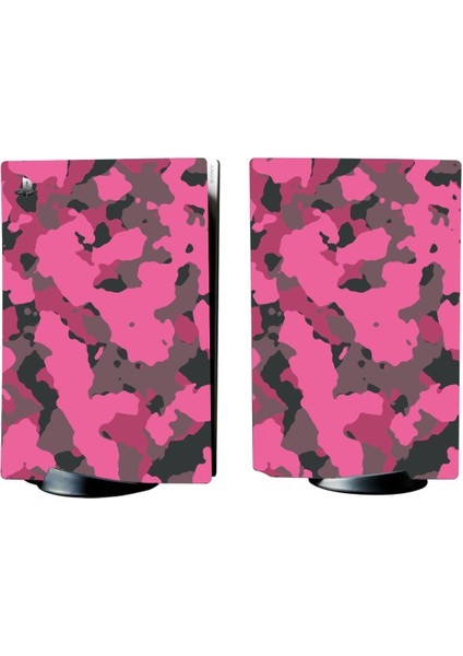 Pembe Kamuflaj Playstation 5 Standart Kasa Dijital Versiyon Full Sticker Kaplama Seti