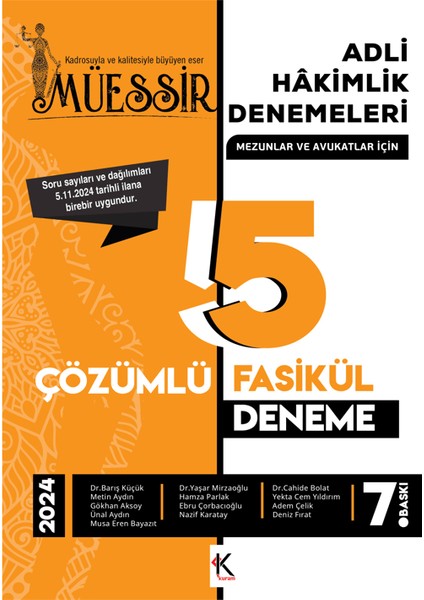 Müessir Adli Hakimlik Denemeleri / 2024 Çözümlü 5 Deneme