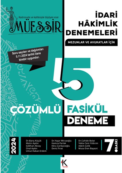 Müessir Idari Hakimlik DENEMELERI-2024 Çözümlü 5 Deneme