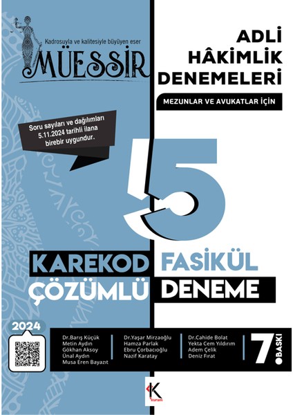 Müessir Adli Hakimlik Denemeleri / 2024 Karekod Cözümlü
