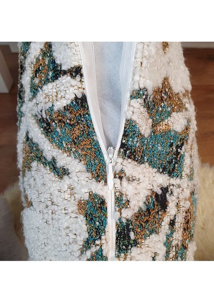 Elegant Bukle Kumaş Jakar Soyut Desenli Kırlent Kılıfı