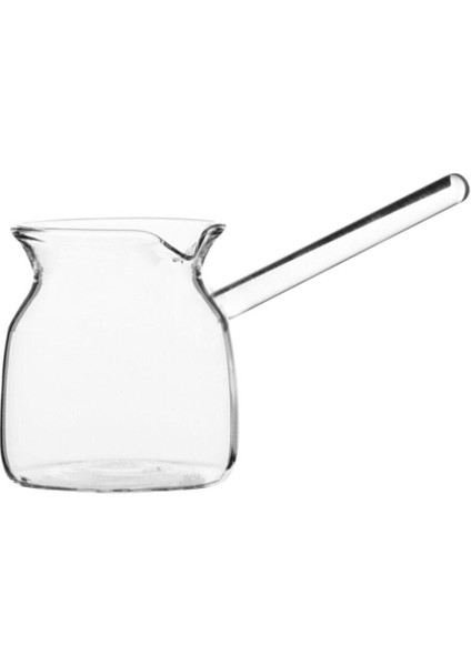 Cam Cezve, Yuvarlak, 300ml, Beyaz, Tek Parça, Dayanıklı ve Şık Tasarım