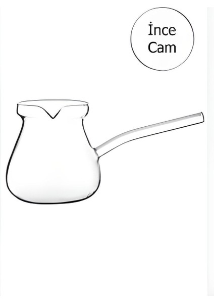 Cam Cezve, Yuvarlak, 300ml, Beyaz, Tek Parça, Dayanıklı ve Şık Tasarım