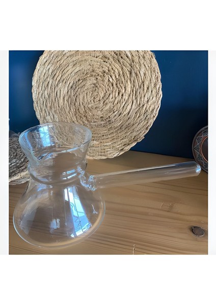Cam Cezve, Yuvarlak, 300ml, Beyaz, Tek Parça, Dayanıklı ve Şık Tasarım