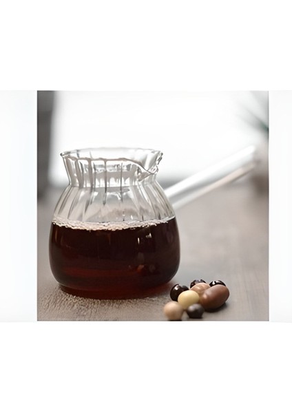 Cam Cezve, Yuvarlak, 300ml, Beyaz, Tek Parça, Dayanıklı ve Şık Tasarım