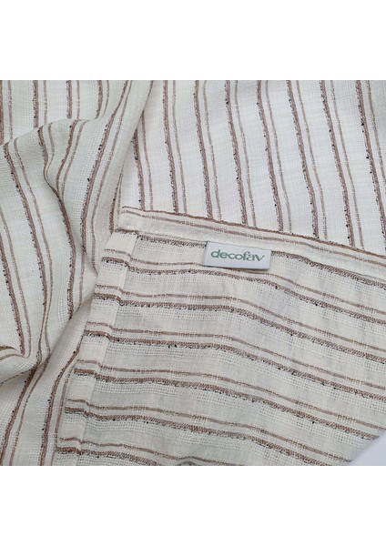 Natural Dokuma Çizgili Kumaş Keten Efektli Runner fiyatları