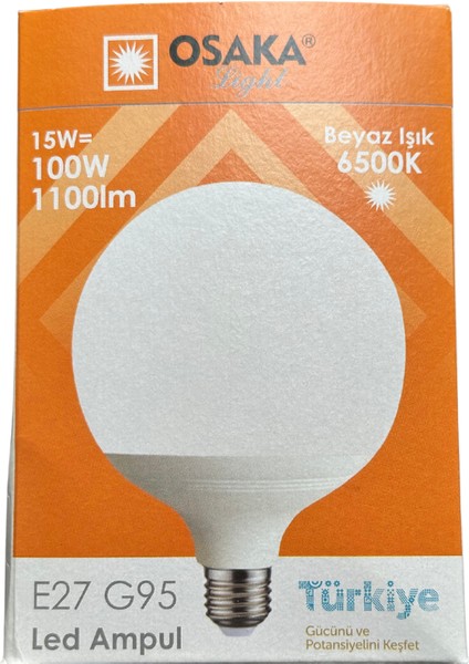 15W (100W) 6500K (Beyaz Işık) E27 Duylu G95 LED Glop Ampul (4 Adet)