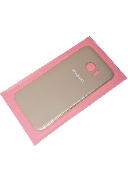 Samsung Galaxy S7 Edge Arka Pil Batarya Kapağı (Cam) Gold