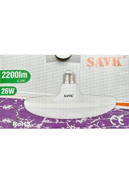 26W (260W) 6500K (Beyaz Işık) E27 Duylu LED Ufo Ampul (4 Adet)