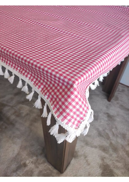 Piti Kareli Püsküllü Masa Örtüsü 85X85 cm