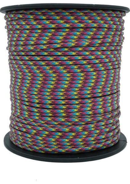 Paracord Ip 4 mm Mor Mavi Sarı Desen No:67 10 Metre