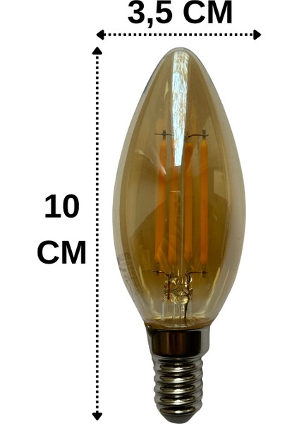 4,5W (37W) 2500K (Sarı Işık) E14 Duylu Eski Tip Görünümlü LED Ampul (10 Adet)
