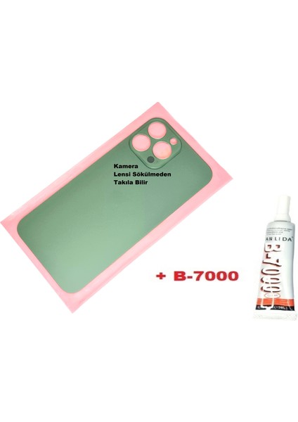 Iphone 13 Pro Max Arka Pil Batarya Kapağı (CAM+B-7000) Yeşil